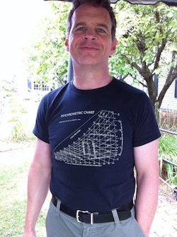 Henry Gifford wearing his psycrhometric chart T-shirt Henry Gifford, wearing his psycrhometric chart T-shirt, can prove to you that cold air is dry air.